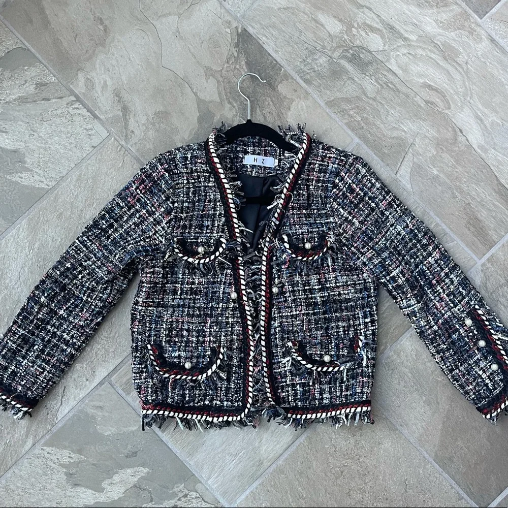 NWOT Chicwish blue tweed  jacket - Picture 3 of 7
